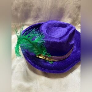 Bold Purple Hat with Green Feather